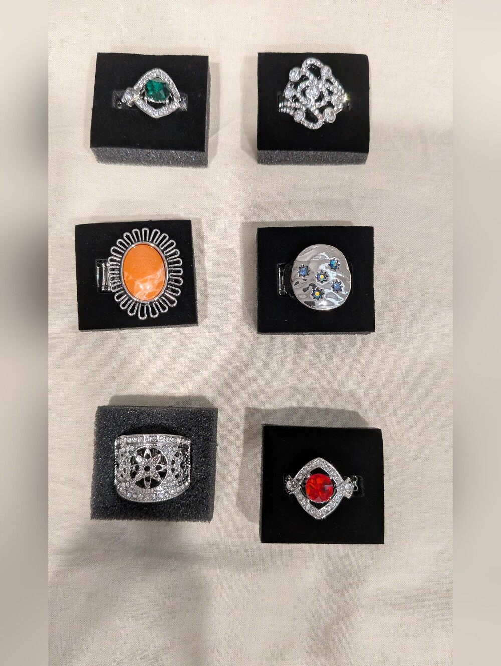 paparazzi Silver-Tone Rings with Red, Green, Peach and Blue Accents